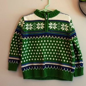 Lands'End green Nordic pattern sweater EUC